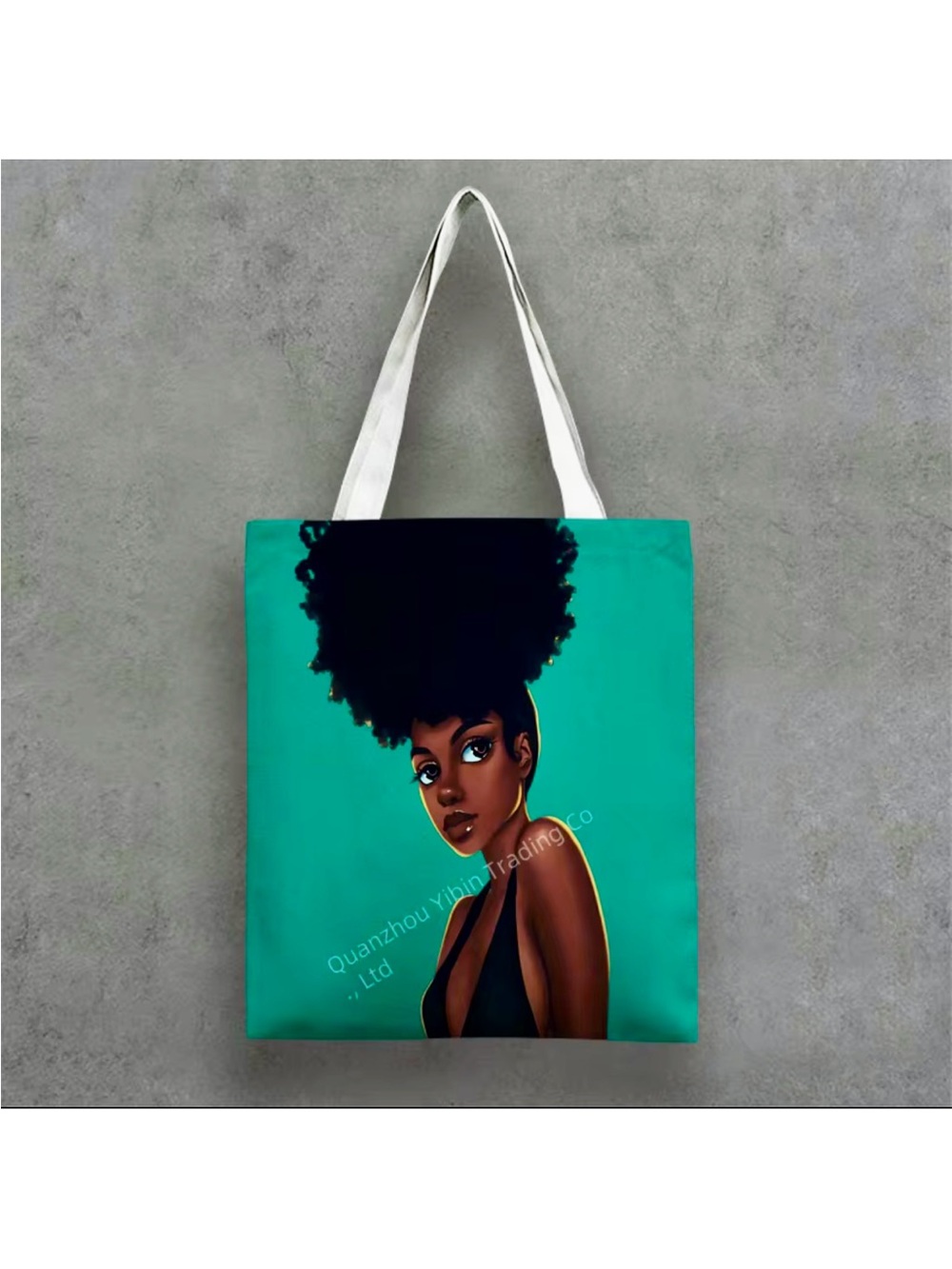 Black Woman Afro Canvas Tote Bag Afrocentric Melanin Art Shoulder Shopping Purse - Picture 3 of 6